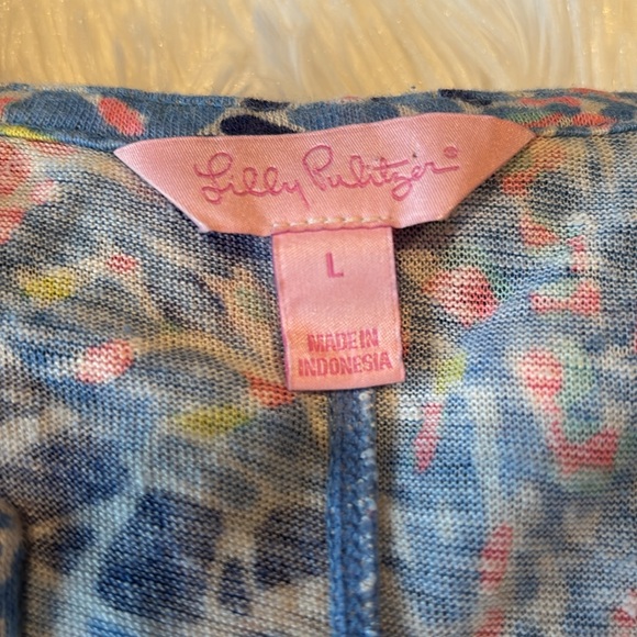 LILLY PULITZER TIC TAC TILE ALLOVER DUVAL LINEN DRESS Size Large Blue - Picture 8 of 8